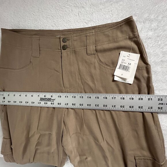 Cabi Womens 100% Silk Straight-Leg Cargo Pants Size 12 Toasted Almond #519 New - Picture 6 of 9